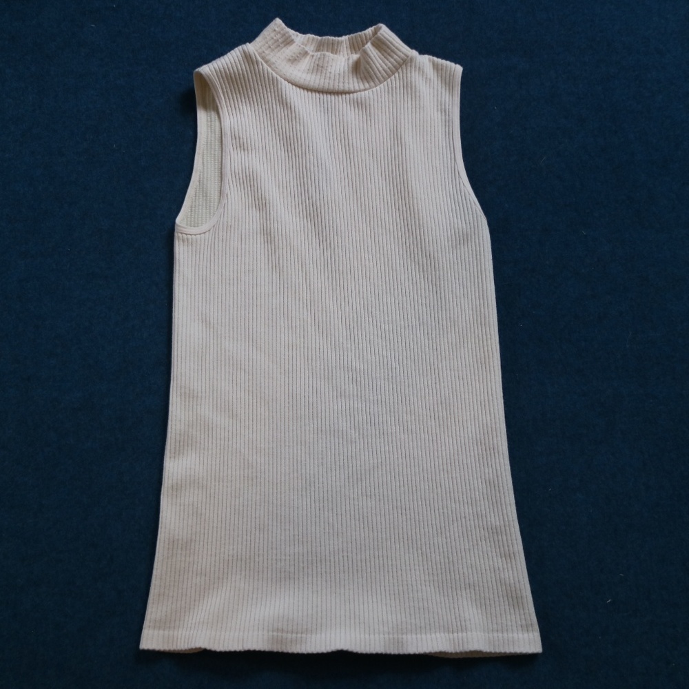 White Corded Free People Mock Neck Tank